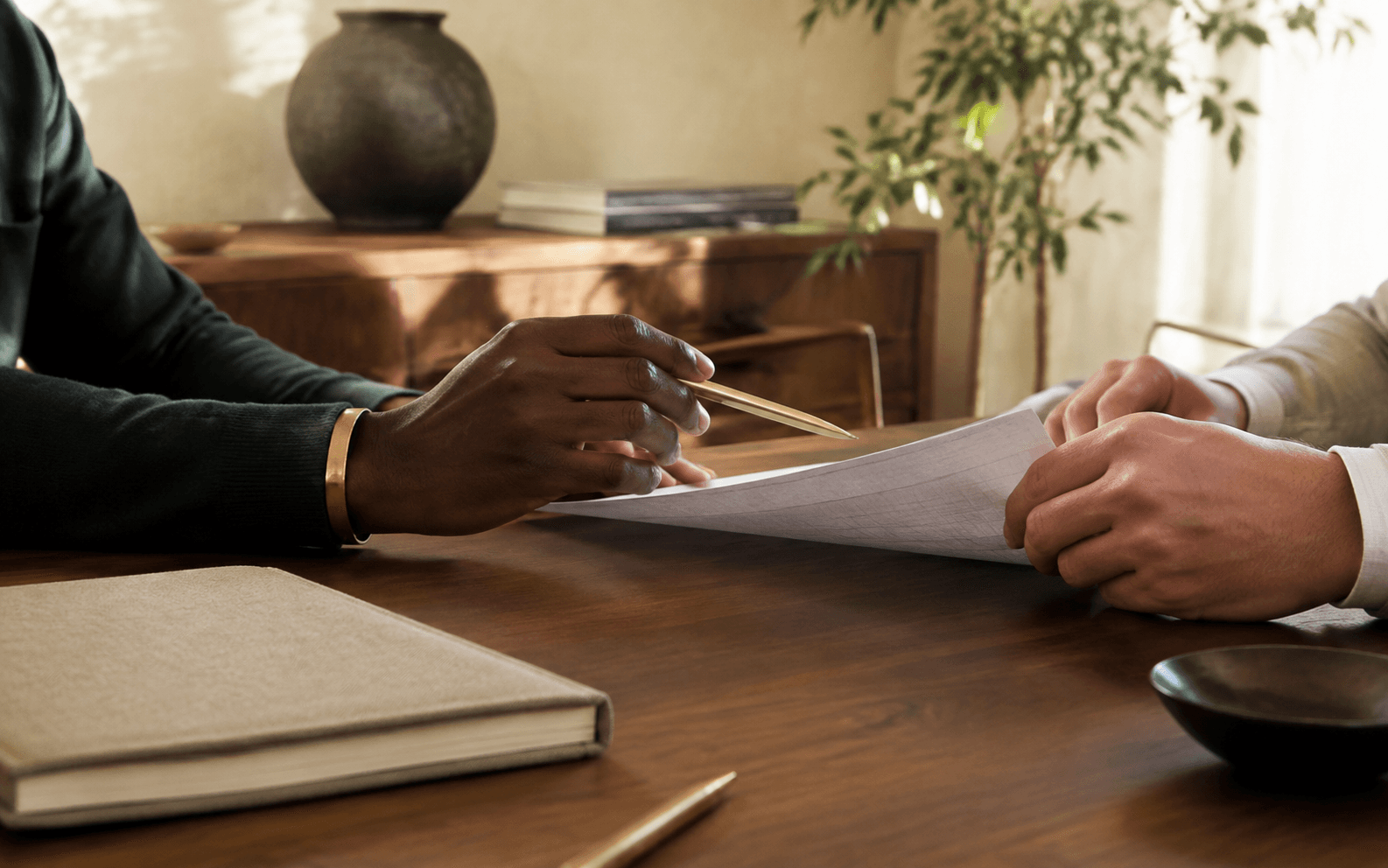 An advisor and client reviewing a financial plan